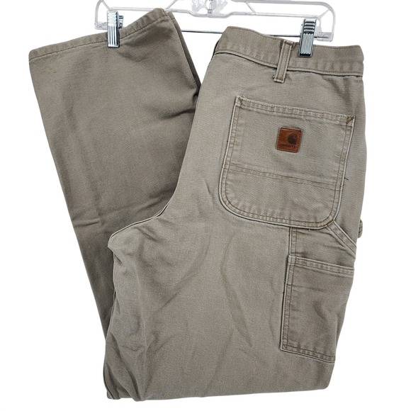 Carhartt Other - Carhartt 35x34 Tan B11 DES Canvas Work Carpenter Pants Dungaree Fit Heavy Duty